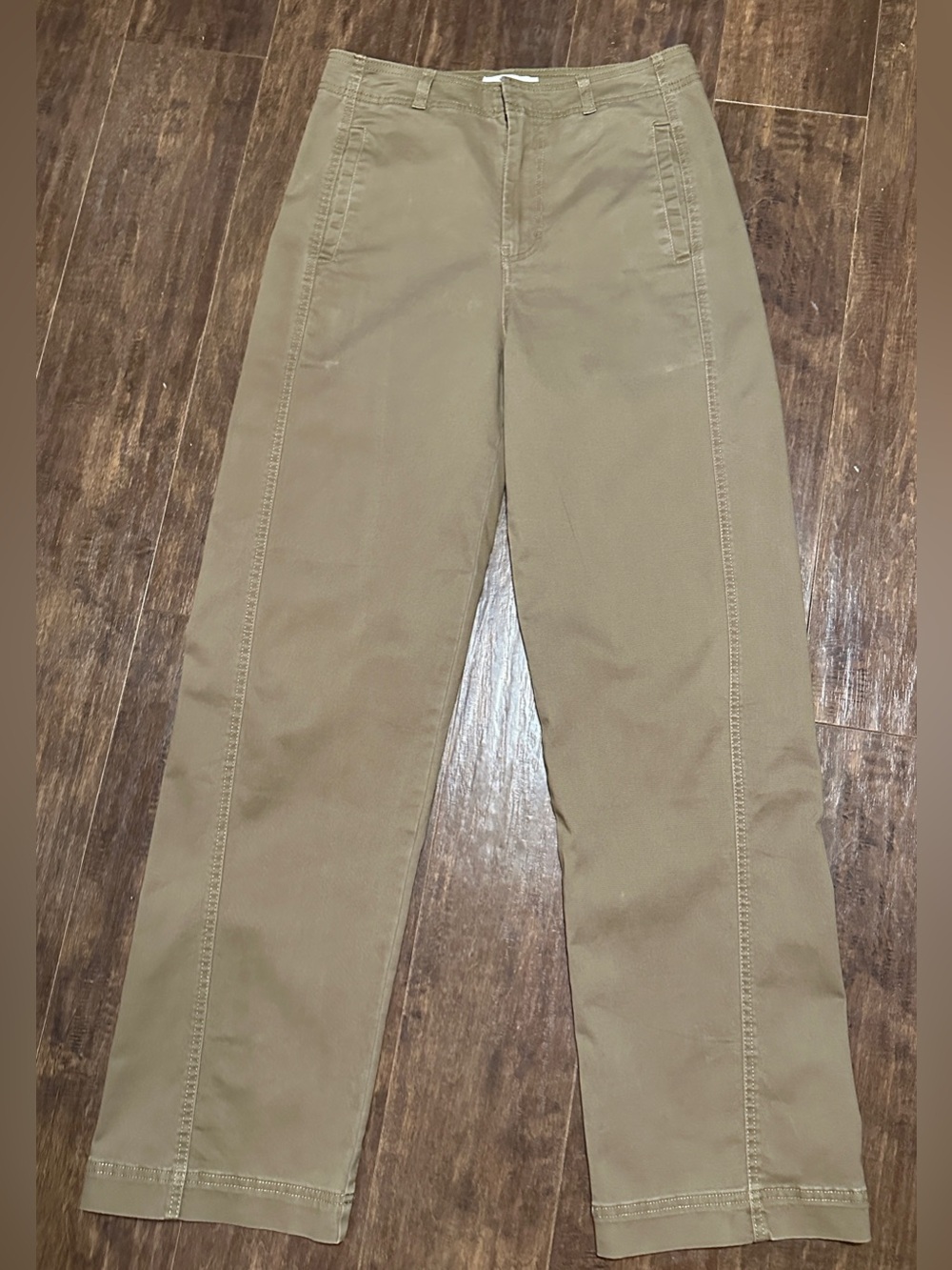 Habitual Chino Khaki Back-Buckle Pants Straight Leg Women’s 28